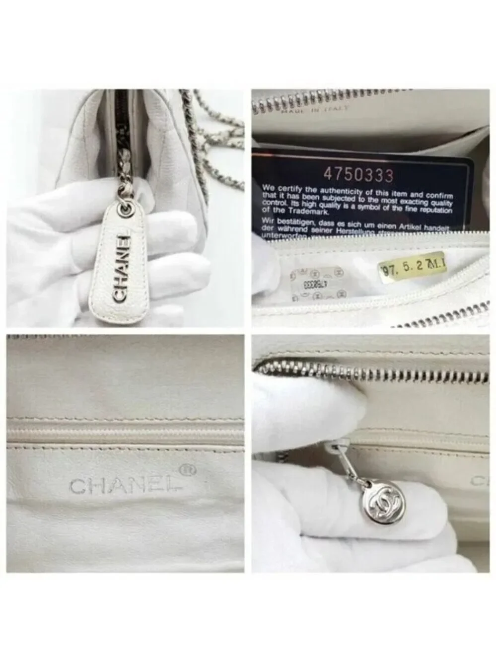 CHANEL Quilted Matelasse CC Logo Caviar Skin Chain Shoulder Bag 1600-082524